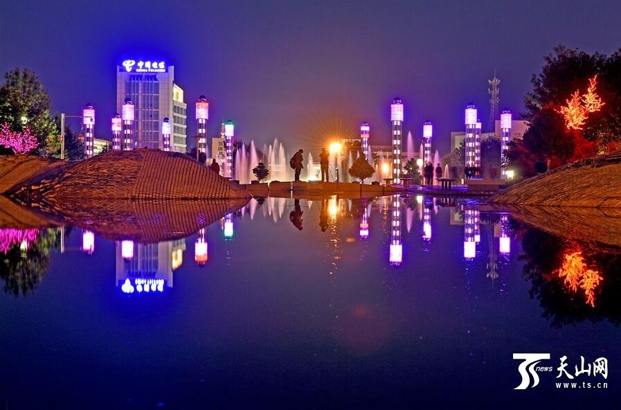 如梦如幻的新疆克拉玛依涌泉广场