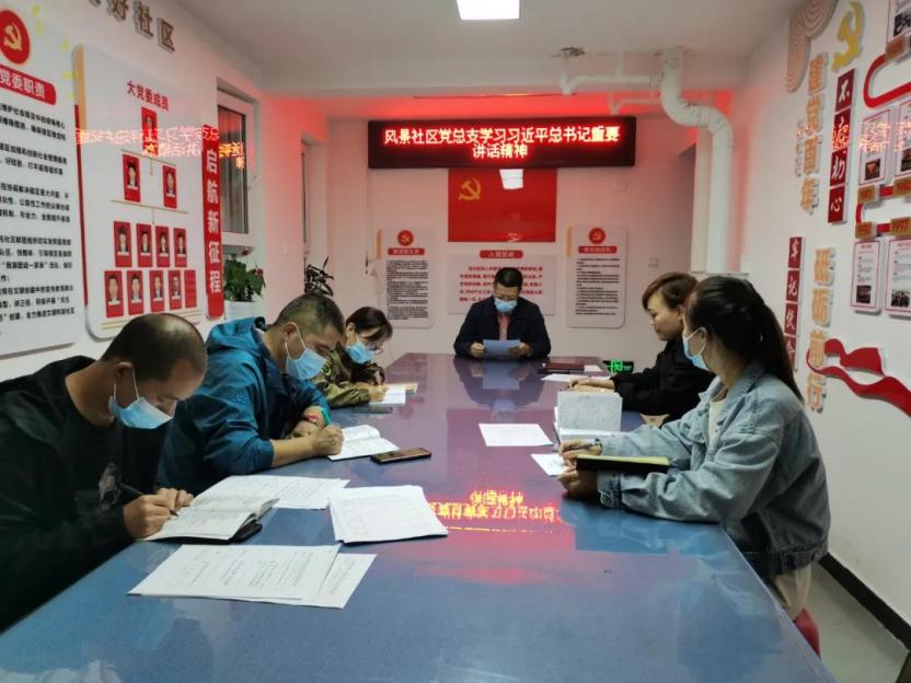 七纺街道风景社区党总支组织党员学习习近平总书记讲话精神